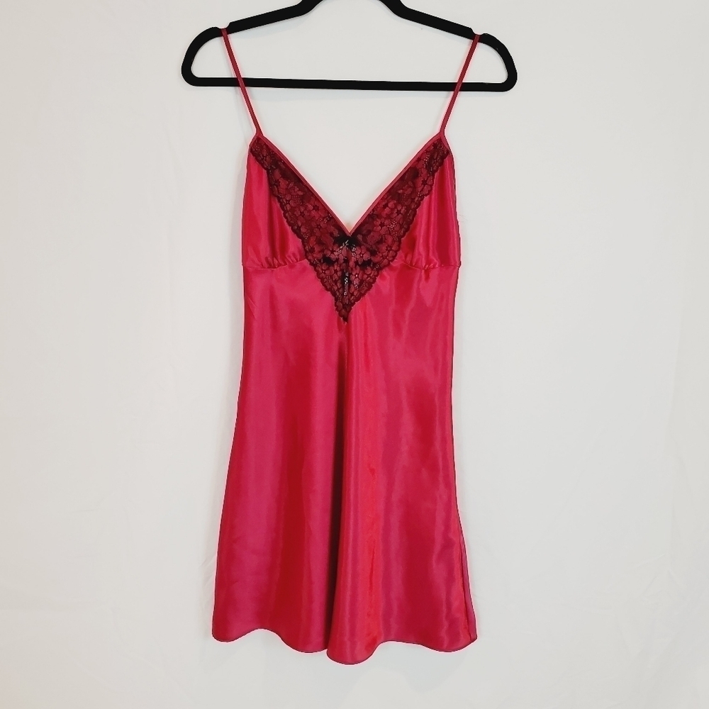 Lilac + London Red Satin Chemise size small